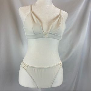 White Lace Up Back White Bikini